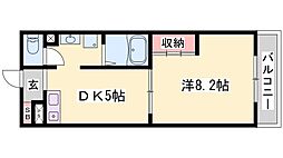 パークサイド姫路 1DKの間取図画像