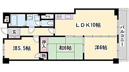 クラウンズビラ花影 3LDKの間取図画像
