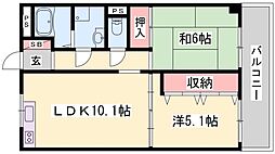 ハッピーコート駅南大路 2LDKの間取図画像