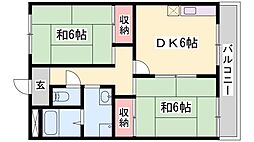 ハイツ早瀬公園前 2DKの間取図画像