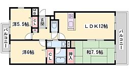 ツインピアA棟 3LDKの間取図画像
