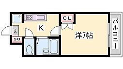 ジュネス伊伝居2 1Kの間取図画像