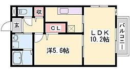 シエナフローラ1番館 1LDKの間取図画像