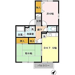 セジュール・K 2DKの間取図画像