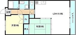 ヴィラ・プリマベーラ 2LDKの間取図画像