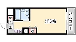 スカイコート姫路 1Kの間取図画像