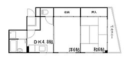 インタービレッジ千代田町 2DKの間取図画像