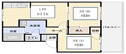 ガーデンベルベ1 2LDKの間取図画像