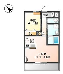 プログレス・レオ 1LDKの間取図画像