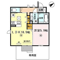 エルポルト悠B 1LDKの間取図画像