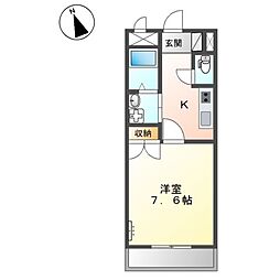 メゾンエルシオン 1Kの間取図画像