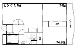 リッチウォーク佃町 2LDKの間取図画像