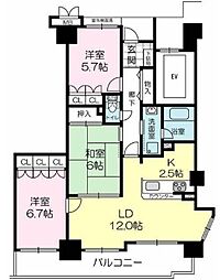 サーパス加古川 3LDKの間取図画像