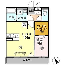 ノア東山B 1LDKの間取図画像