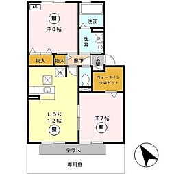 グリーンコート手柄 2LDKの間取図画像
