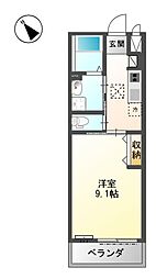 コートサクラ 1Kの間取図画像
