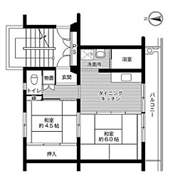 ビレッジハウス福崎1号棟 2DKの間取図画像