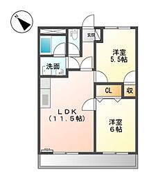 サンコーポS 2LDKの間取図画像