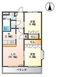 アルカディアA 2LDKの間取図画像