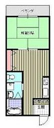 メトレス福田1 1DKの間取図画像