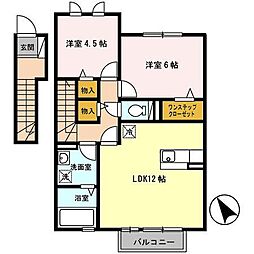 ユウハイツ3 2LDKの間取図画像
