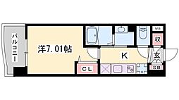 Luxe姫路 1Kの間取図画像