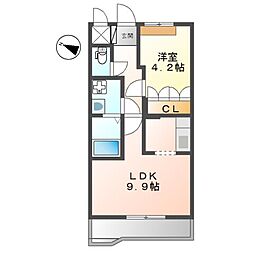 アシューレ 1LDKの間取図画像