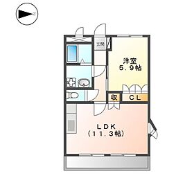 ウエスト・ヒルズ 1LDKの間取図画像