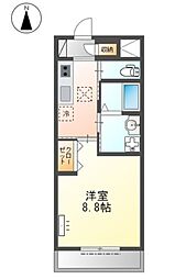 ソネテラス 1Kの間取図画像