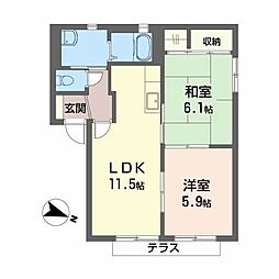 シャーメゾンさくら坂B棟 2LDKの間取図画像