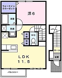 サニーレジデンス 1LDKの間取図画像