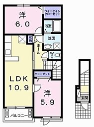 ブリズコリーヌ 2LDKの間取図画像