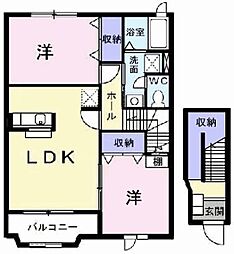 ヒラソール 2LDKの間取図画像