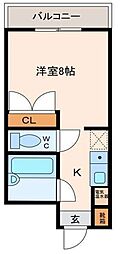ロッキーコート太子 ワンルームの間取図画像