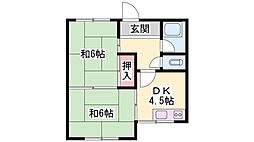 ハイツ小林 2DKの間取図画像