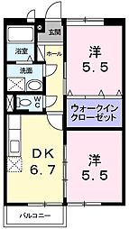 エルディム1 2DKの間取図画像