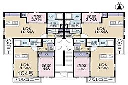 ボヌール亀山駅前 1LDKの間取図画像