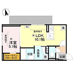 Cube Plage 1LDKの間取図画像