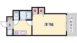 ジュネス保城 1Kの間取図画像