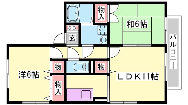 兵庫県姫路市別所町別所５丁目(賃貸アパート2LDK・2階・54.62㎡)の写真 その2