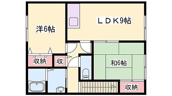 兵庫県たつの市新宮町井野原(賃貸アパート2LDK・2階・49.53㎡)の写真 その2