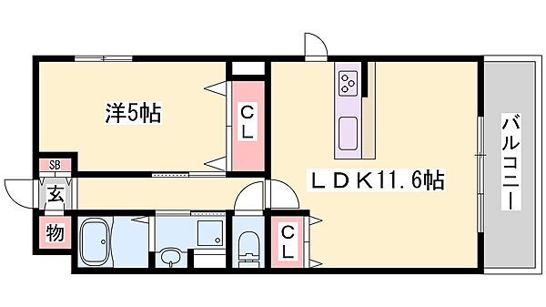 兵庫県姫路市新在家１丁目(賃貸マンション1LDK・3階・42.34㎡)の写真 その2