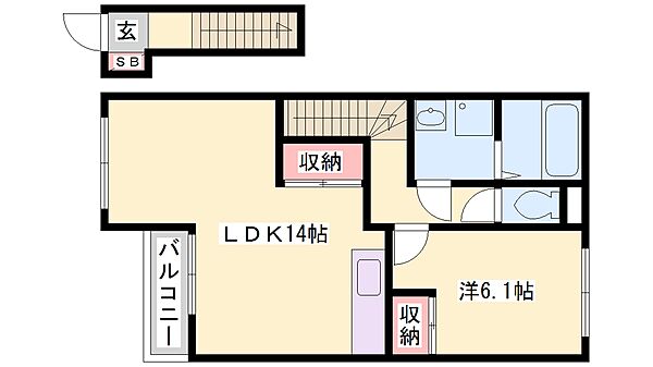 兵庫県高砂市米田町米田(賃貸アパート1LDK・2階・52.79㎡)の写真 その2