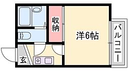 ヒューマンハイツ 1Kの間取図画像