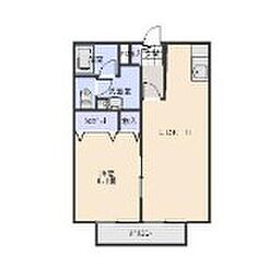 エバーグレースII 1階1LDKの間取り