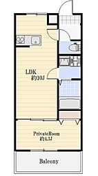 シェリル加古川 3階1LDKの間取り