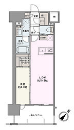 オープンレジデンシア博多住吉 1LDKの間取図画像