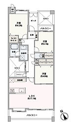ファーネストヒルズ高宮インテルノ 3LDKの間取図画像