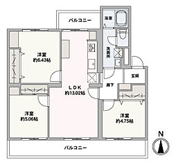 室見団地5棟 3LDKの間取図画像