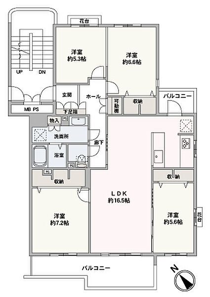 4LDKのお部屋です。